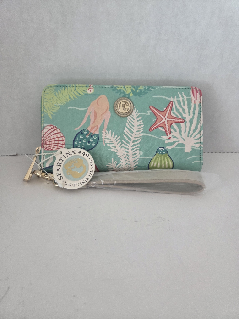 NWT Spartina 449 Coastal Mermaid Zip Wallet in Aqua